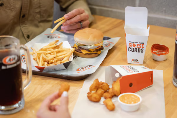 A&W 1 A burger and french fries on a tray