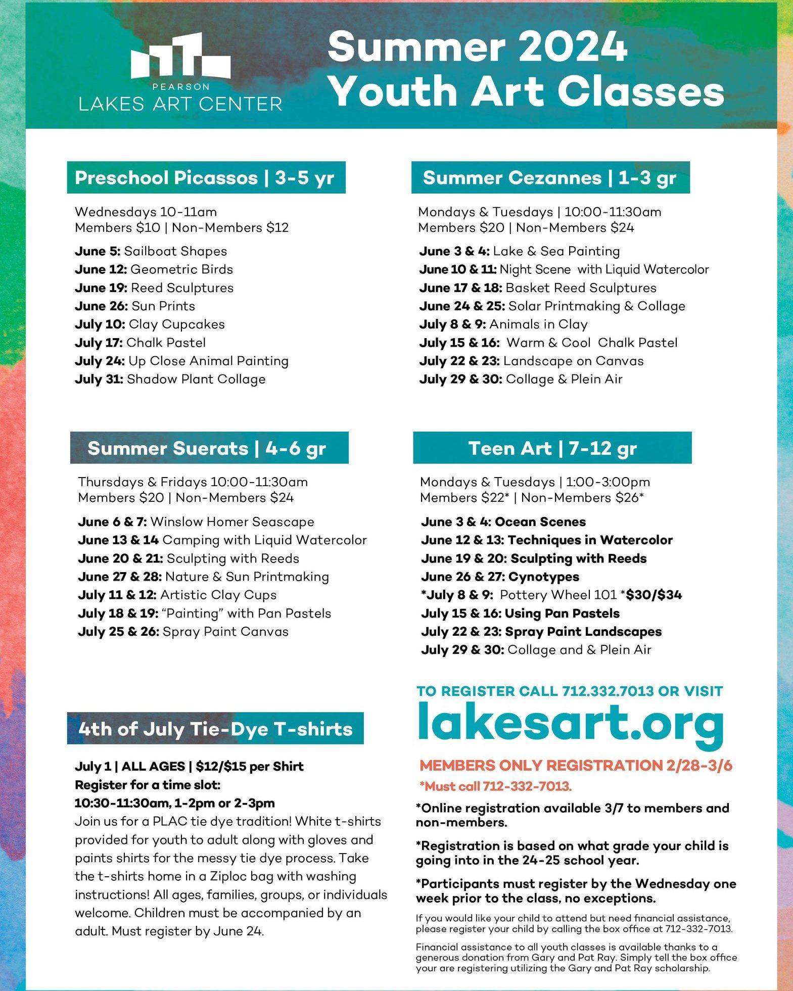 PLAC Summer Class Schedule