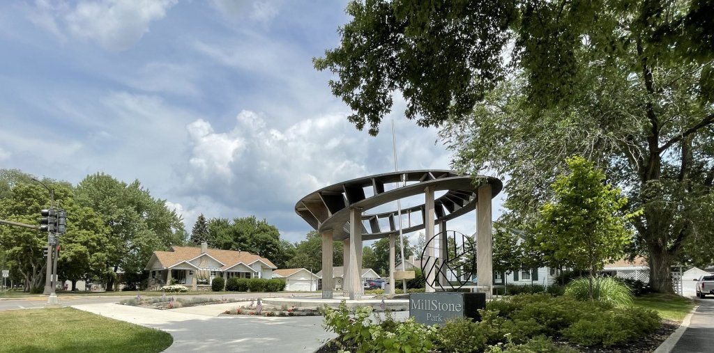 A circular sculpture in MillStone Park