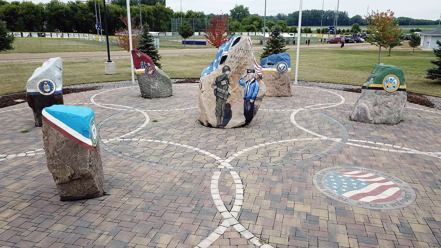 Stone military sculptures in City of Lake Park